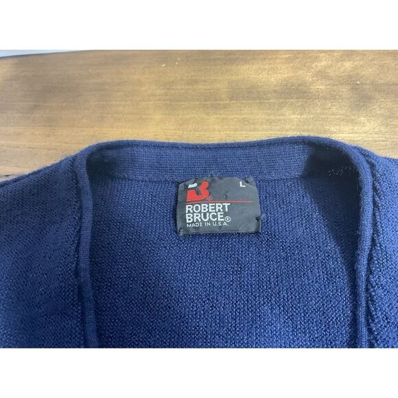 Vtg Robert Bruce Men's Cardigan Button Front Sweater Blue Size Large - Picture 2 of 6